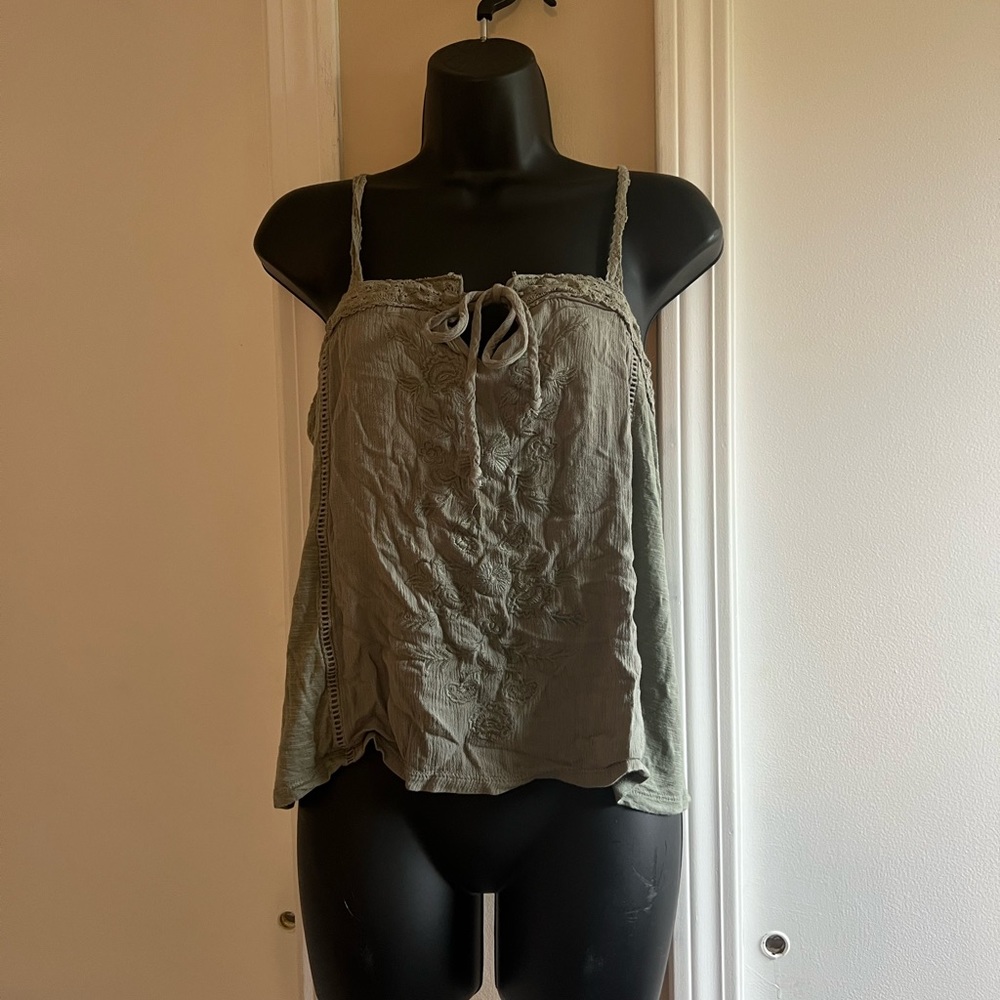 Arizona Floral Green Tank Top Size L